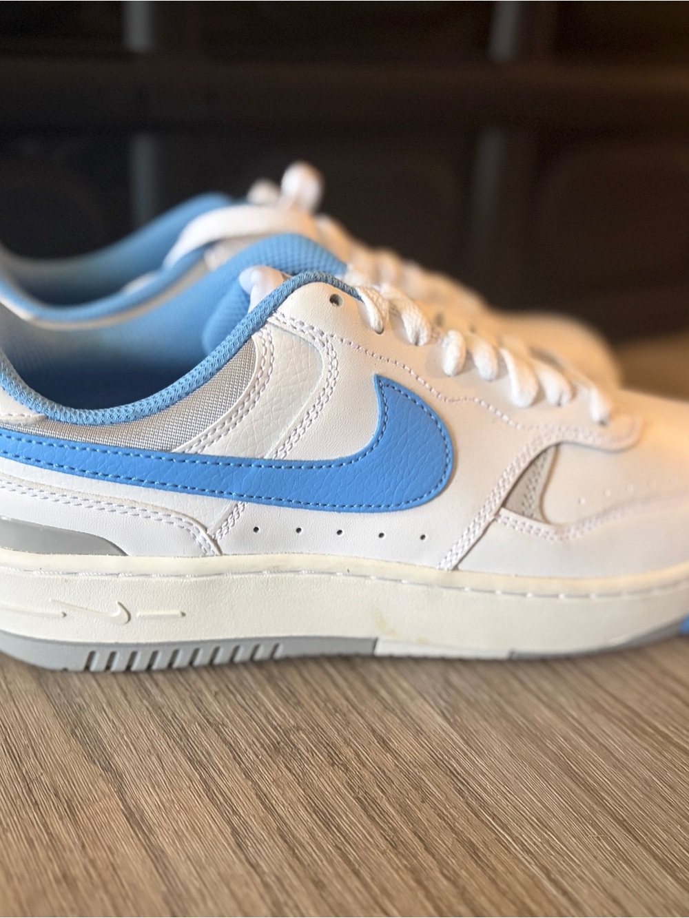 Nike Women's White & Light Blue Low-Top Gamma Force Sneakers